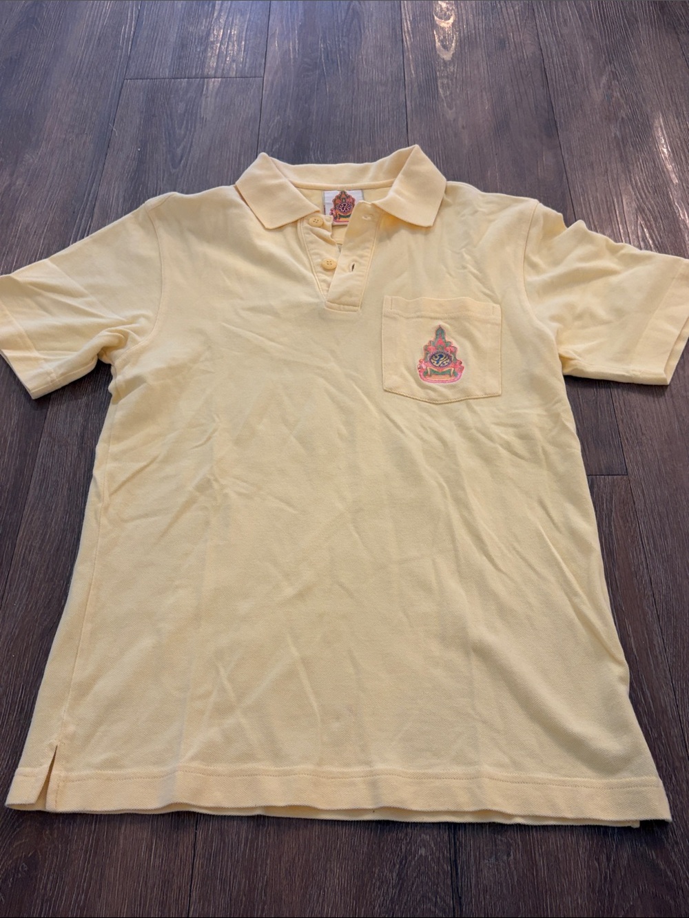 Vintage Light Yellow Ralph Lauren Thailand Polo Shirt with Chest Pocket medium
